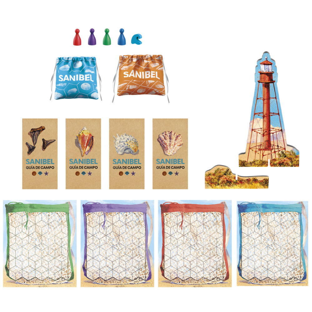 Juego de mesa Sanibel de Hasbro con tablero, fichas y tapetes - 4