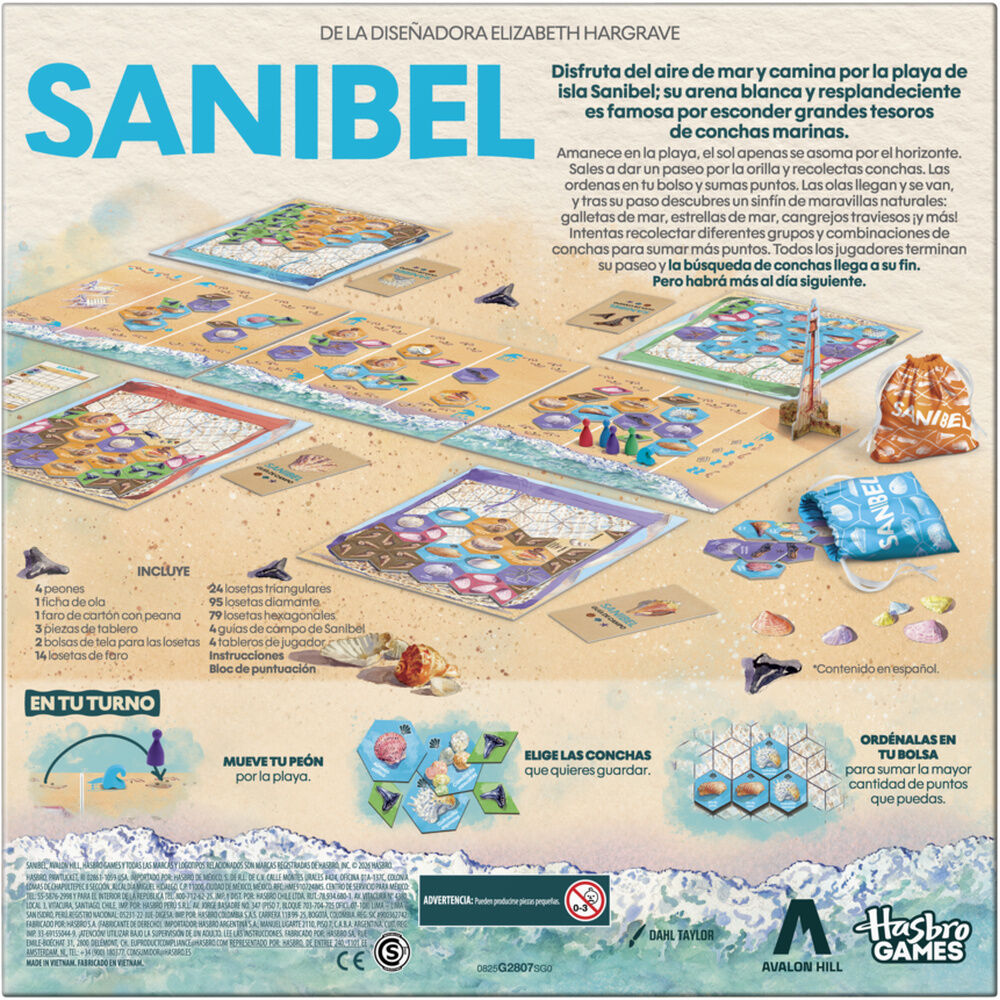 Juego de mesa Sanibel de Hasbro con tablero, fichas y tapetes - 5
