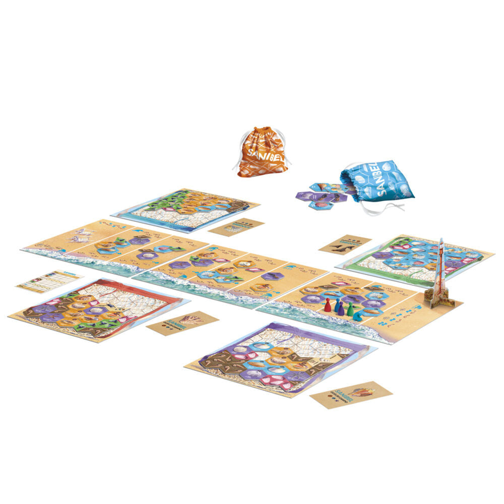 Juego de mesa Sanibel de Hasbro con tablero, fichas y tapetes - 8
