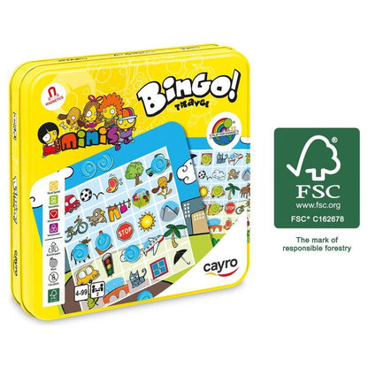 Juego Bingo Travel Los Minis de CAYRO en estuche amarillo