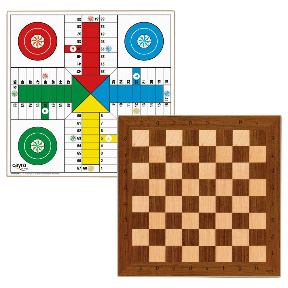 Tablero CAYRO de madera para parchís y ajedrez de 40 x 40 cm