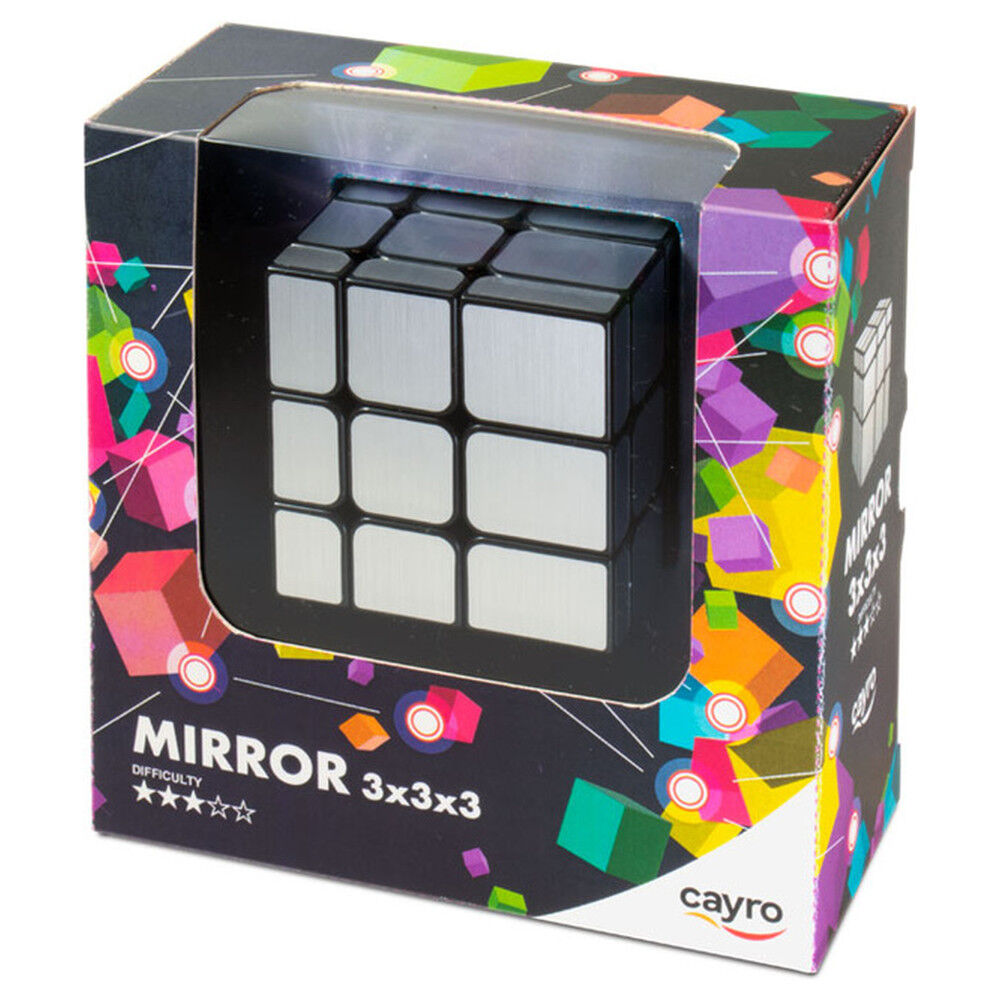 Cubo Mirror 3x3 CAYRO negro y plateado en su caja