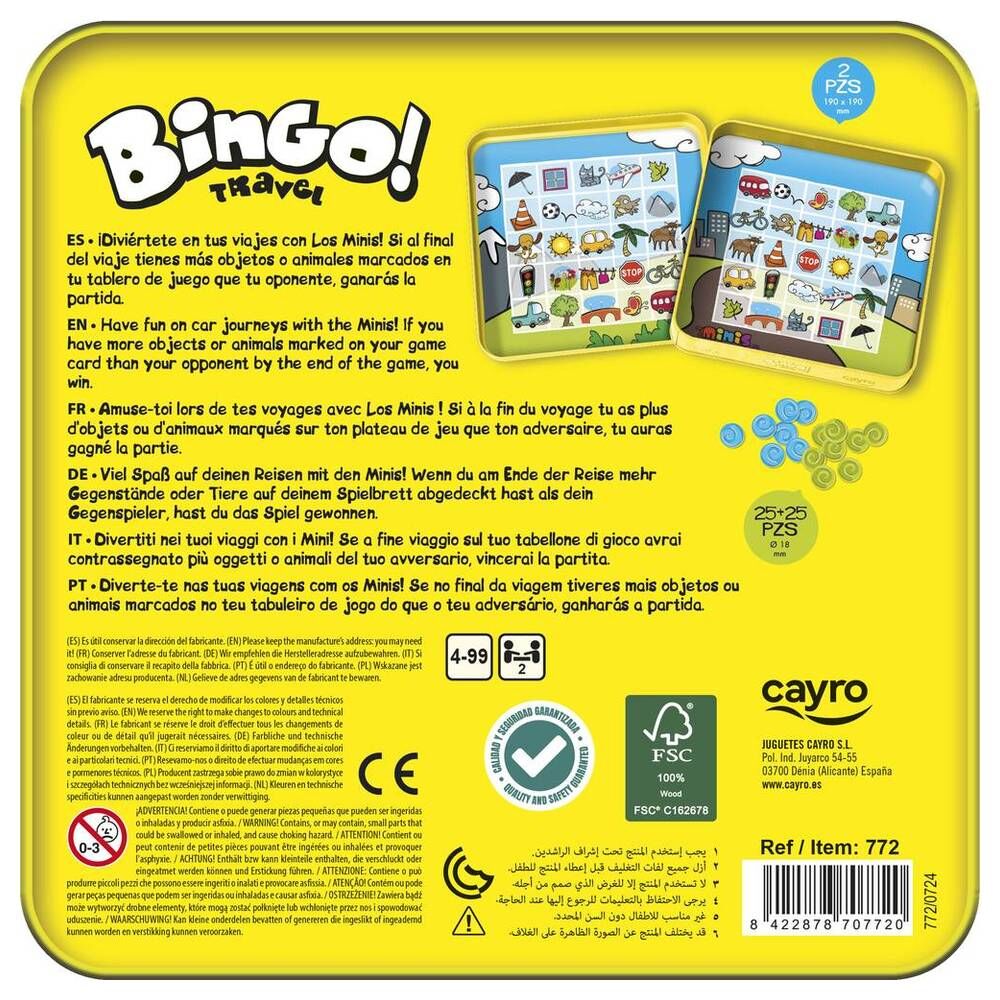 Juego Bingo Travel Los Minis de CAYRO en estuche amarillo - 2