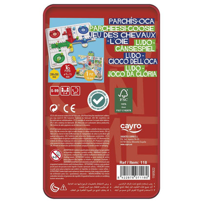 Juego CAYRO de Parchís y Oca de viaje en caja metálica roja - 2