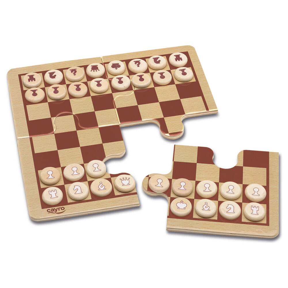 Juego de ajedrez y damas CAYRO en caja metálica verde - 3