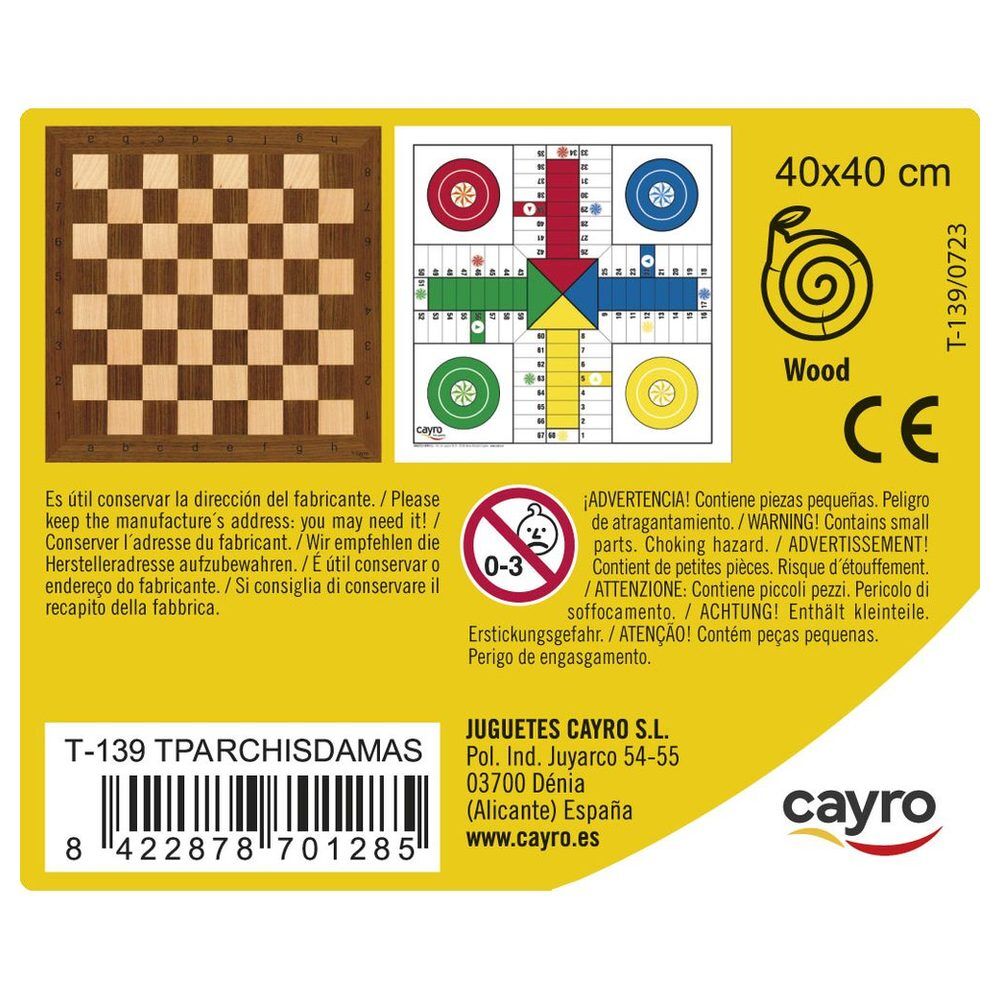 Tablero CAYRO de madera para parchís y ajedrez de 40 x 40 cm - 4
