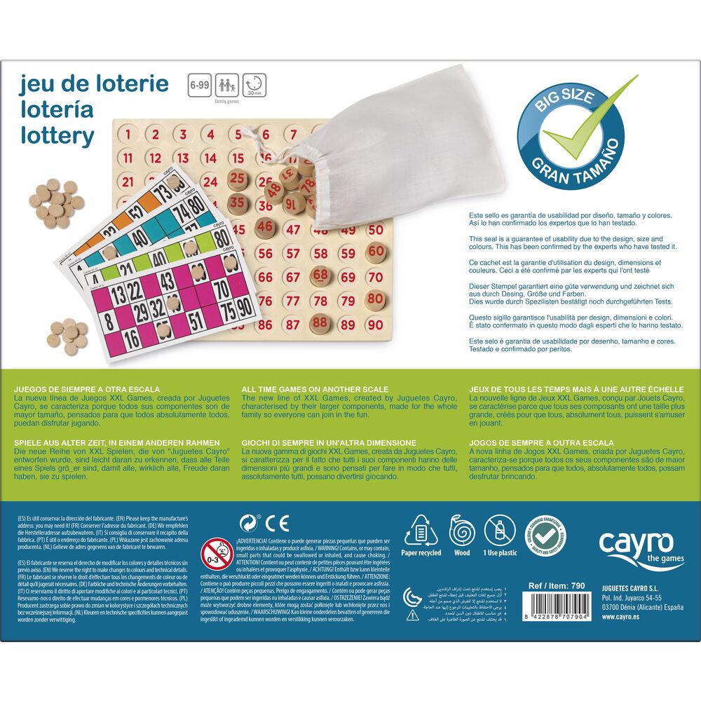 Caja de Lotería XXL CAYRO con cartones y piezas numeradas - 2