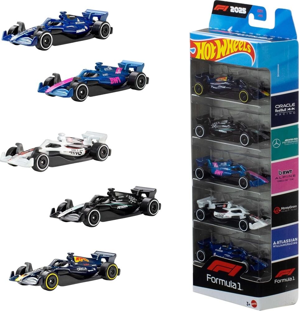 Pack Hot Wheels de cinco coches de Fórmula 1 a escala 1:64