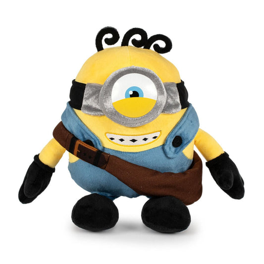 Peluche Minion amarillo con gafas y bandolera marrón