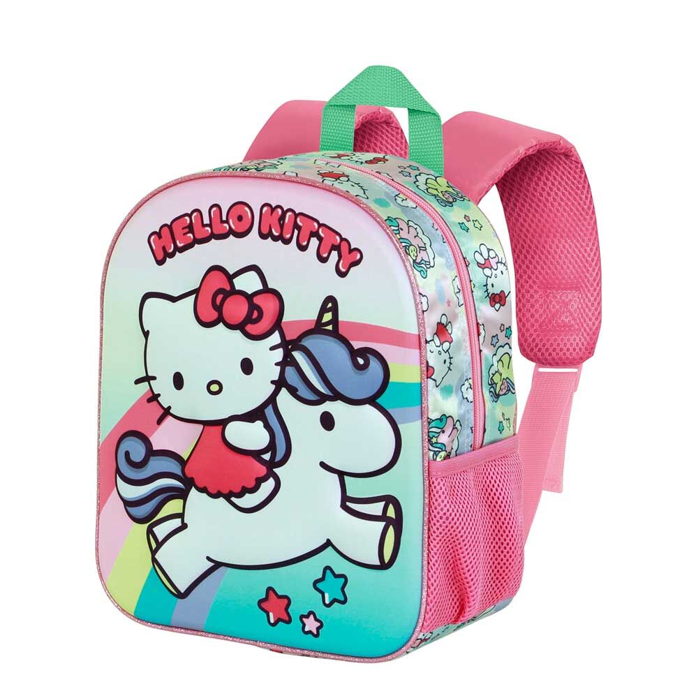 Mochila 3D de Hello Kitty y unicornio en rosa y turquesa