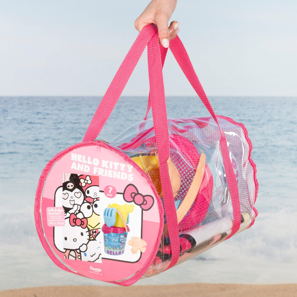 Set de playa Hello Kitty con cubo, toalla, accesorios y bolsa - 10