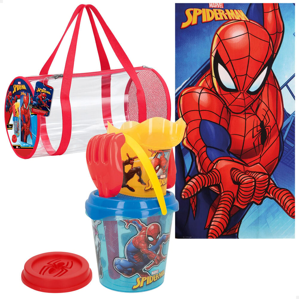 Set de playa Spider-Man Marvel con cubo, accesorios, toalla y bolsa