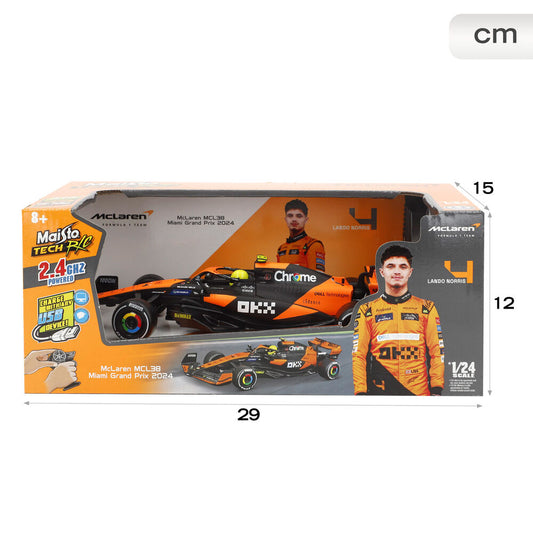 Coche McLaren MCL38 MAISTO de radio control naranja y negro con mando - 2