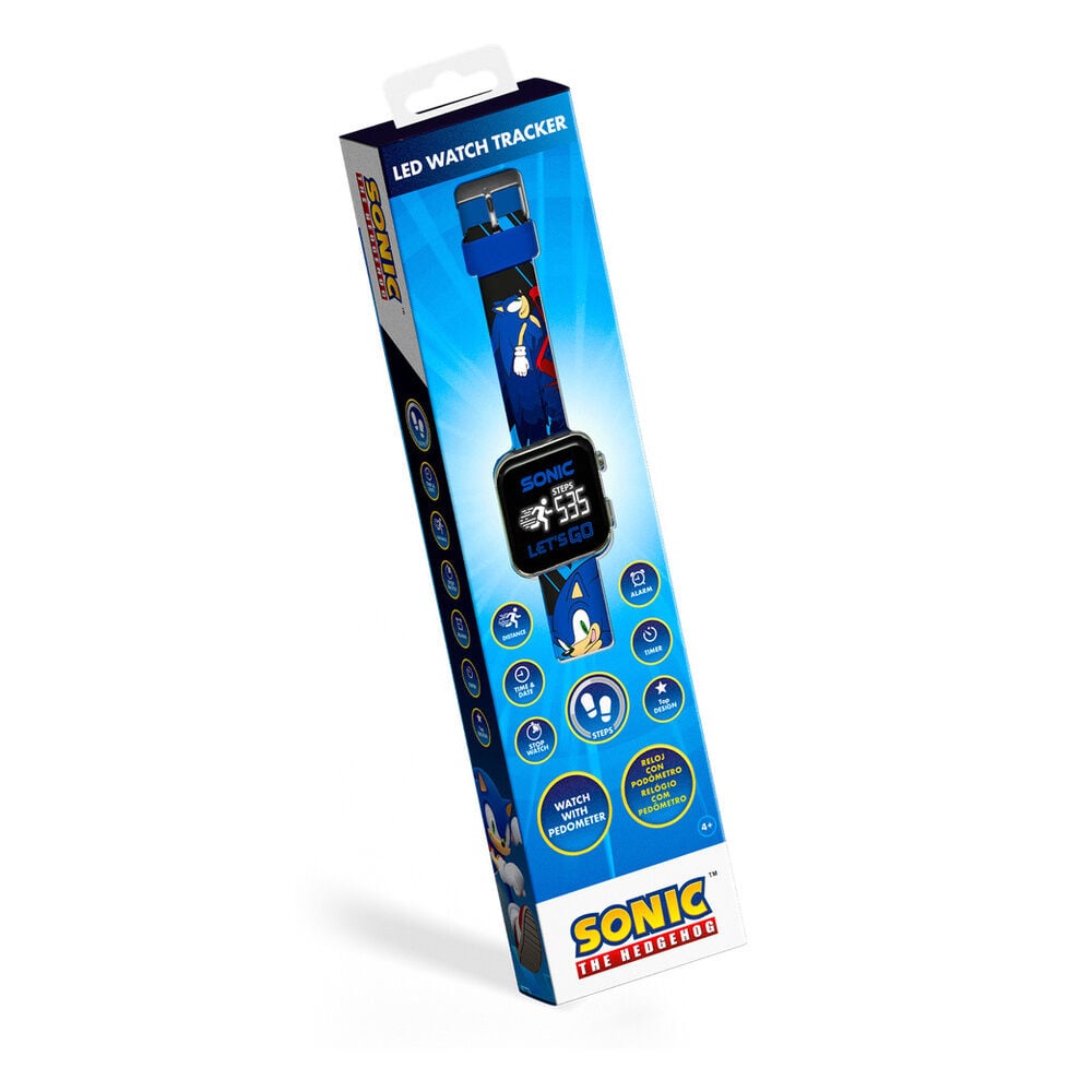 Reloj LED azul de Sonic the Hedgehog con podómetro