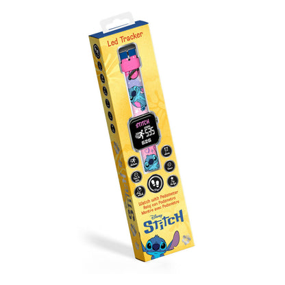 Reloj LED Stitch Disney azul y rosa con podómetro