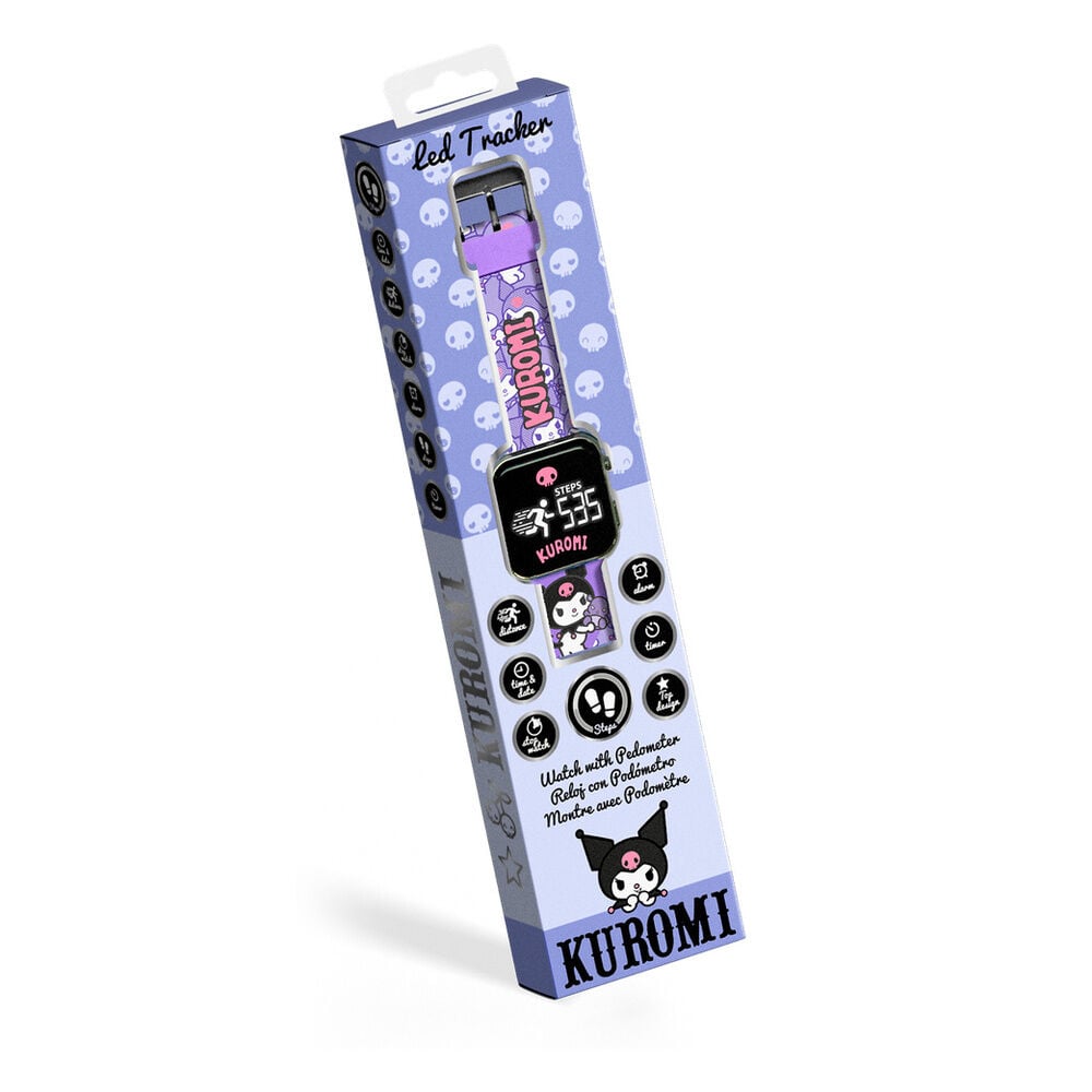 Reloj LED morado de Kuromi con podómetro