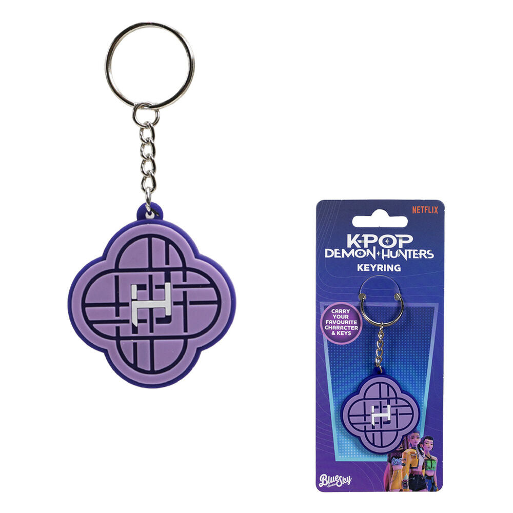 Llavero de PVC morado KPop Demon Hunters con anilla metálica