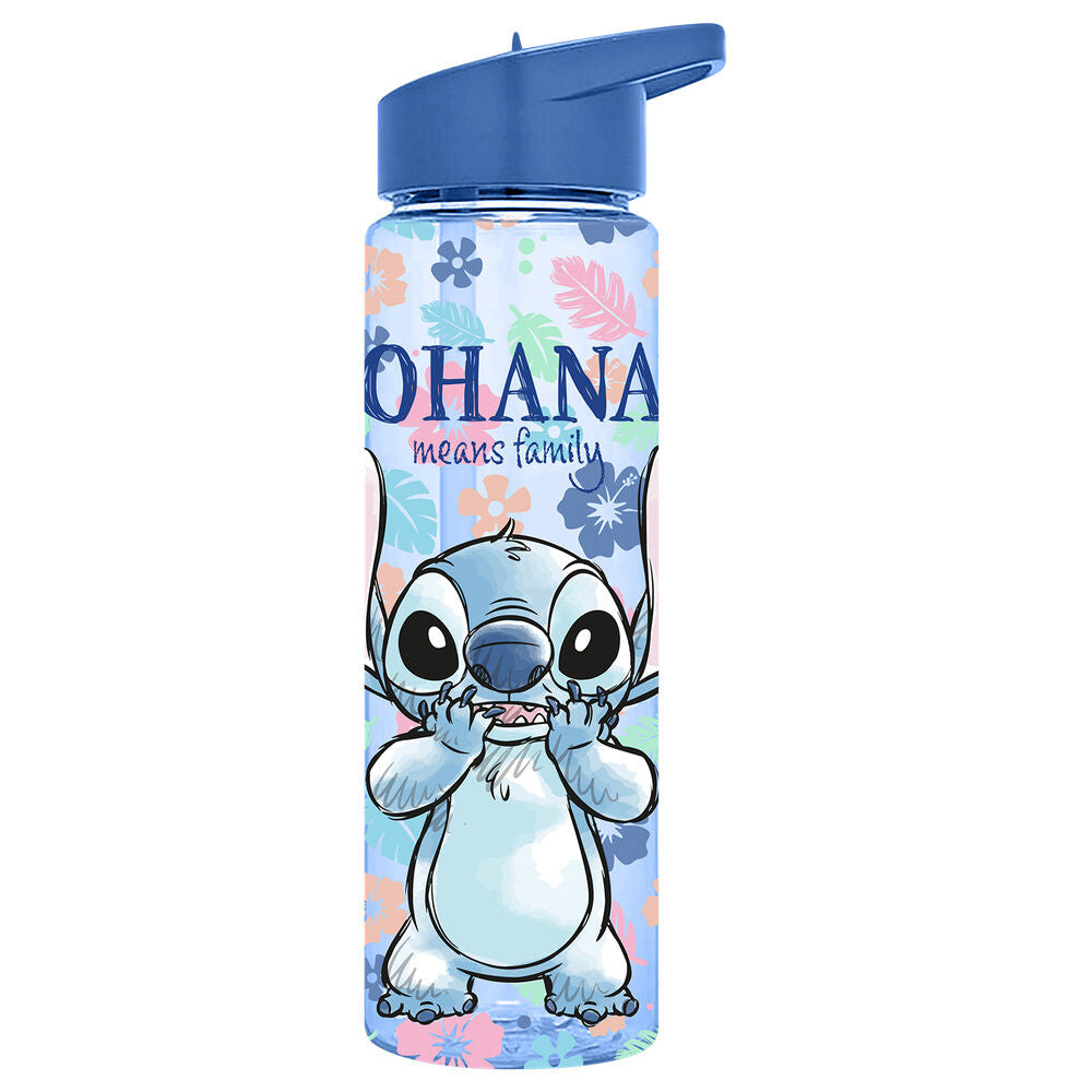 Botella Stitch Disney de 600 ml con pajita y diseño tropical