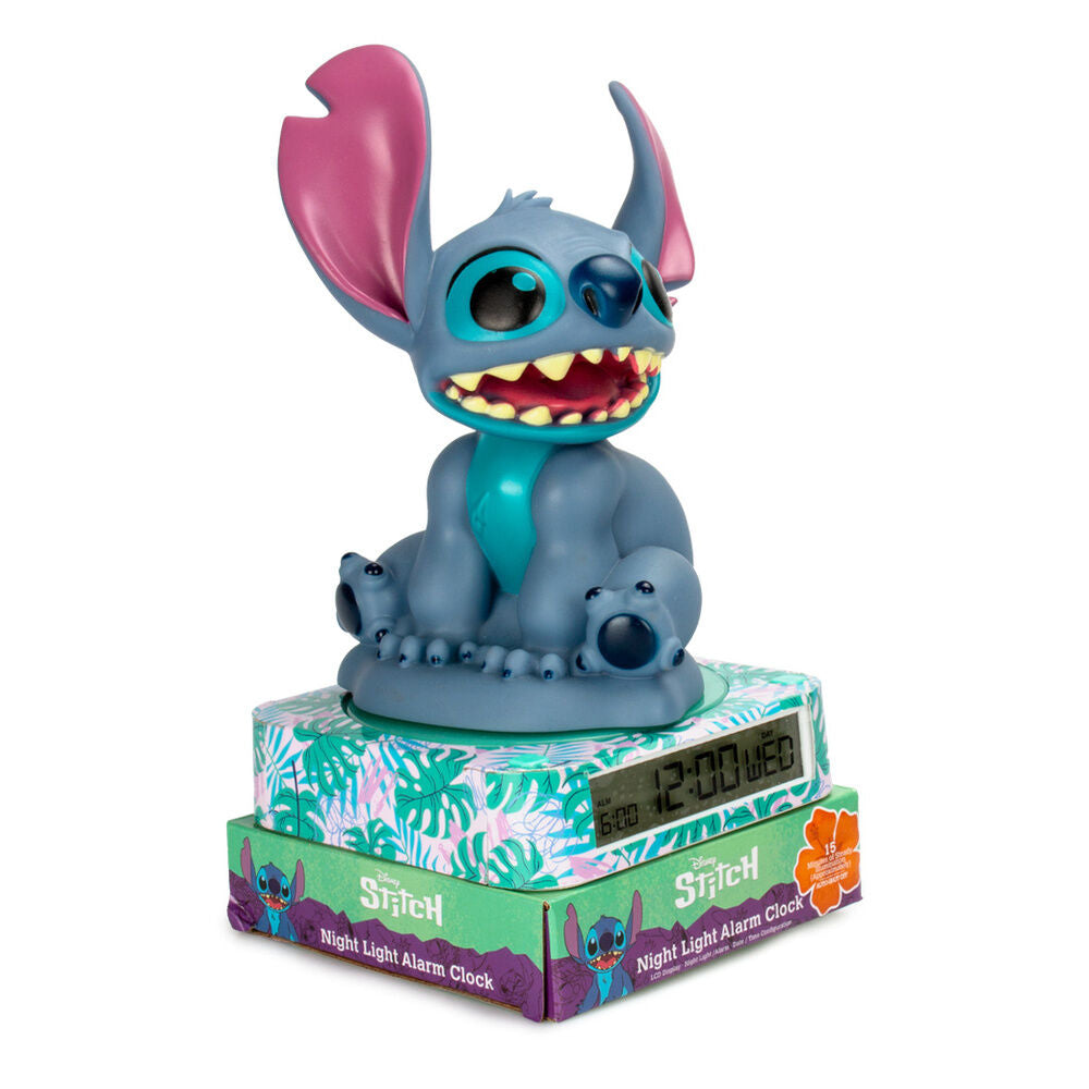 Lámpara despertador 3D de Stitch Disney con reloj digital