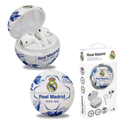 Auriculares inalámbricos Real Madrid con estuche de diseño balón