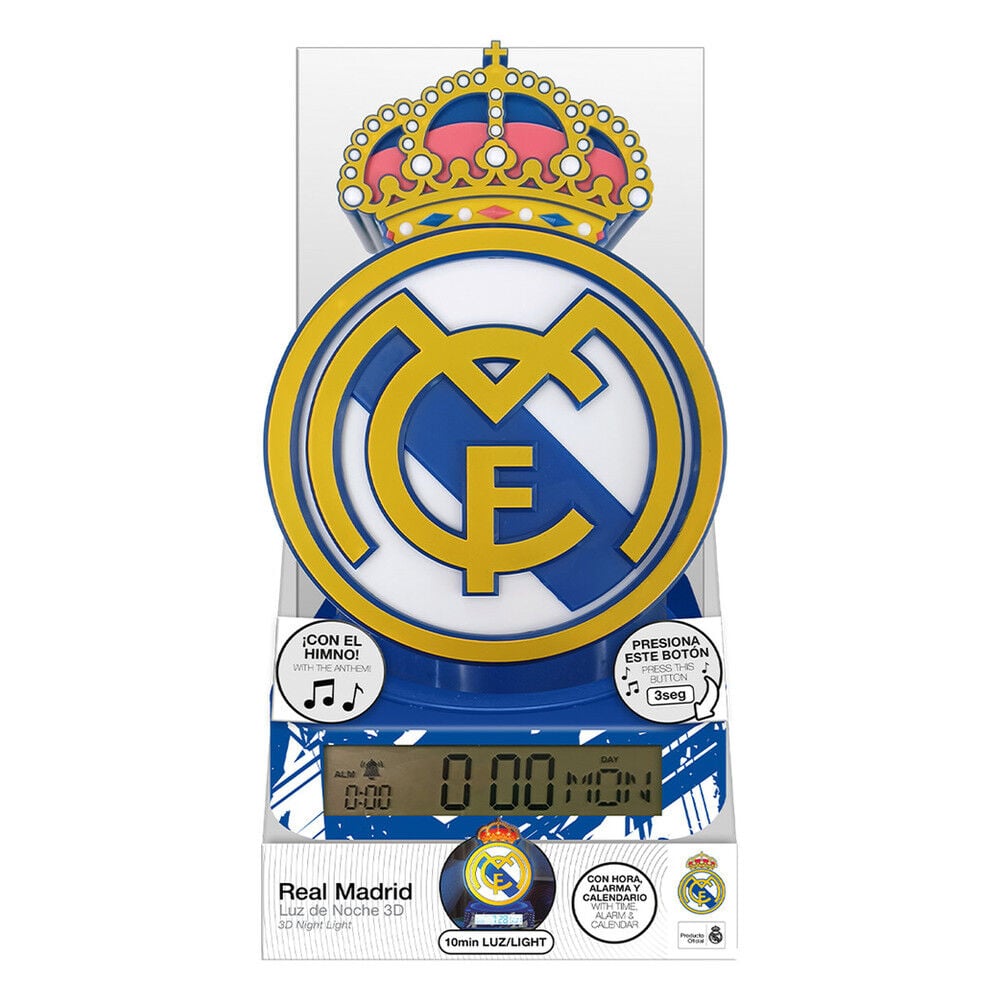 Lámpara despertador 3D con escudo del Real Madrid