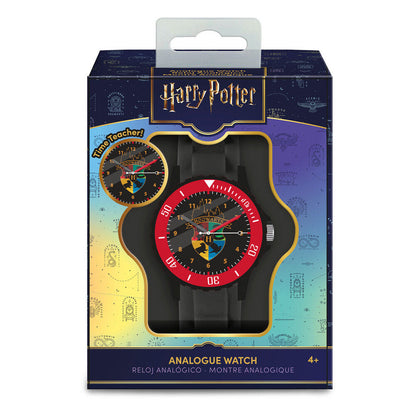 Reloj analógico Harry Potter con correa negra y esfera de Hogwarts
