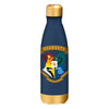 Botella Harry Potter azul marino con escudo de Hogwarts y detalles dorados