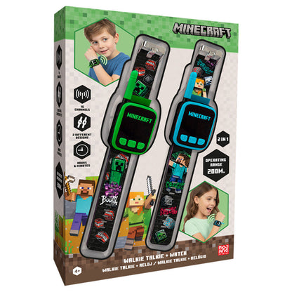 Set de dos relojes walkie-talkie Minecraft en diseños verde y azul
