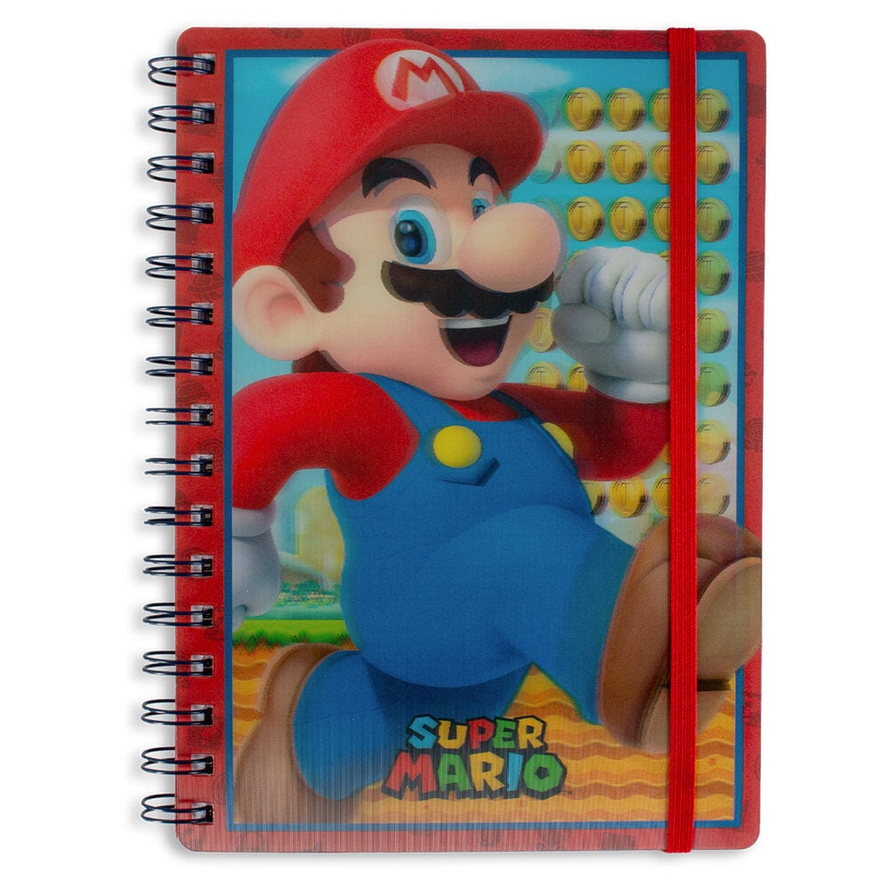 Cuaderno lenticular de espiral Super Mario Bros con Mario y monedas - 2