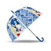 Paraguas transparente de Sonic the Hedgehog con mango azul