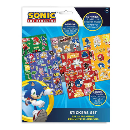 Set de cinco hojas de pegatinas Sonic the Hedgehog