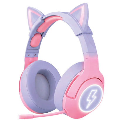 Auriculares gamers inalámbricos Wow Generation rosas y lilas con orejas de gato - 2