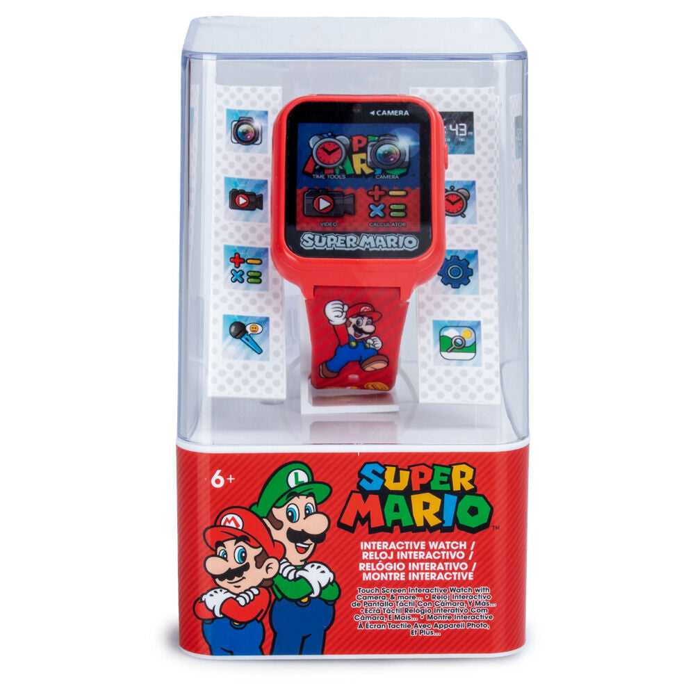 Reloj interactivo rojo de Super Mario Bros con correa ilustrada - 2