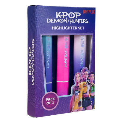 Set de 3 subrayadores KPop Demon Hunters en azul, rosa y morado - 3