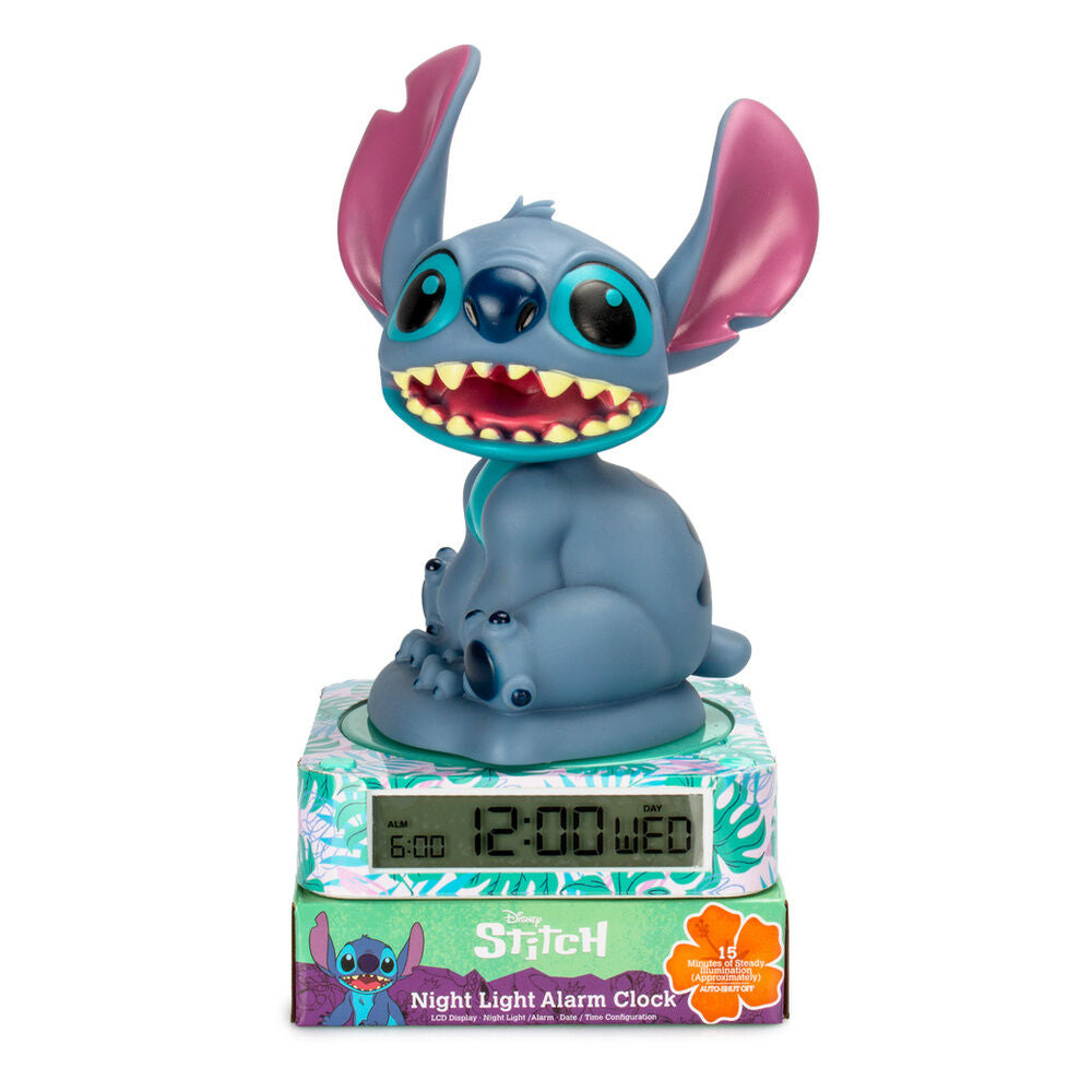 Lámpara despertador 3D de Stitch Disney con reloj digital - 3