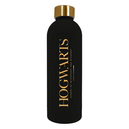 Botella negra Harry Potter Hogwarts de acero inoxidable con tapón dorado - 2