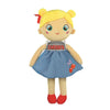 Muñeca de tela Cherry Terry con vestido azul y zapatos rojos