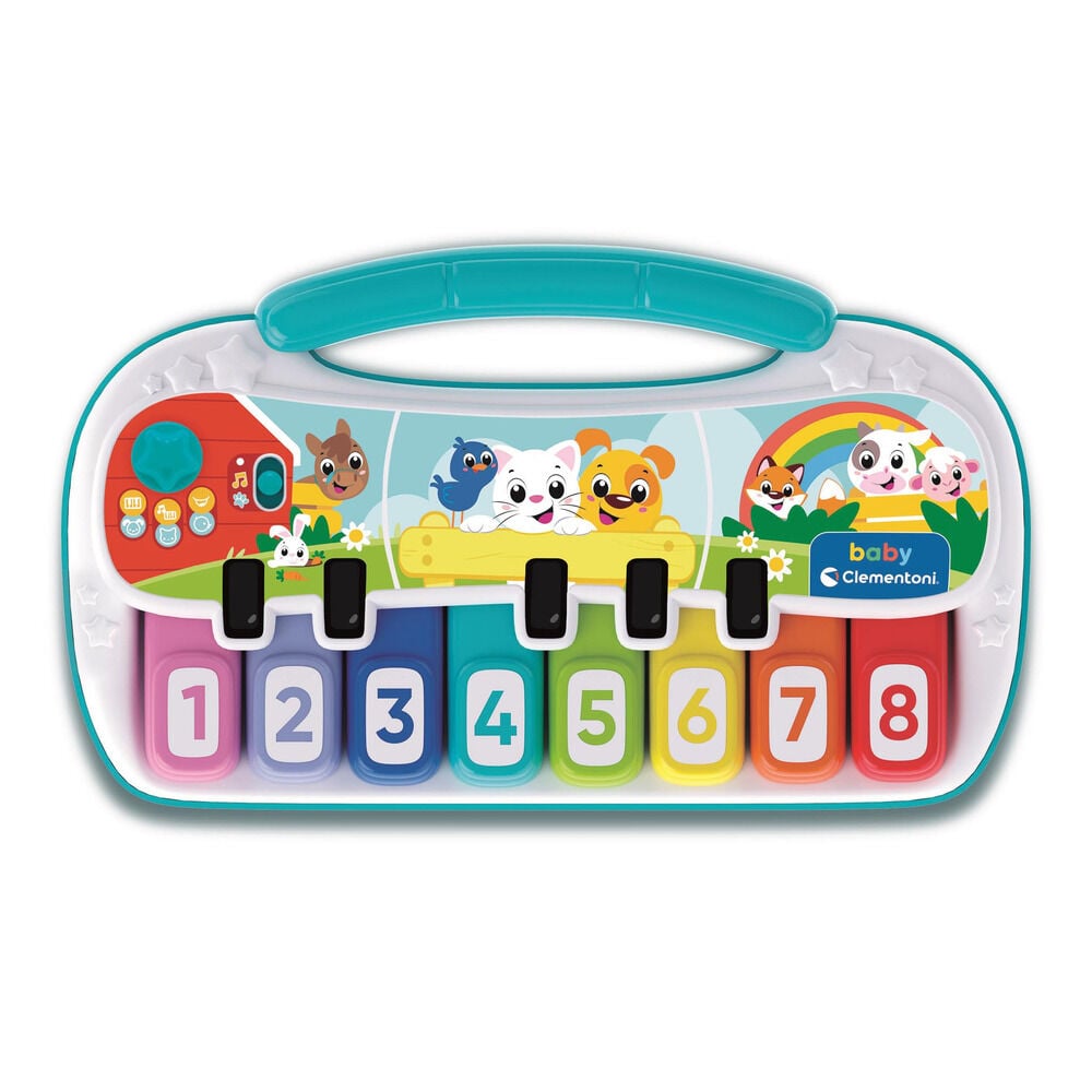 Piano infantil Clementoni Baby Animal con teclas de colores y dibujos de animales