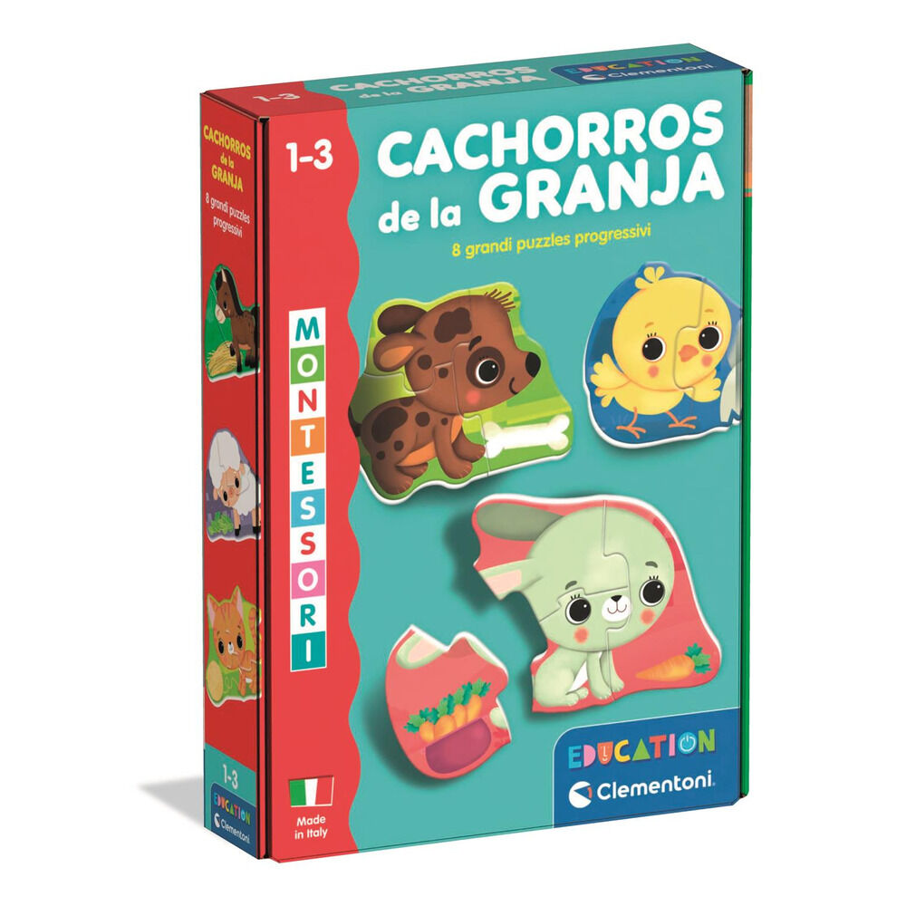 Caja del rompecabezas Montessori Clementoni Cachorros de la Granja