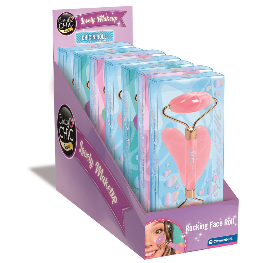 Kit Clementoni Crazy Chic con rodillo facial rosa y piedra gua sha