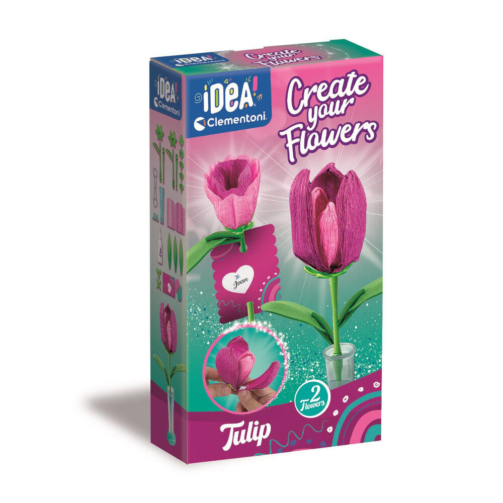 Kit Clementoni Create Your Flowers para montar y personalizar dos tulipanes