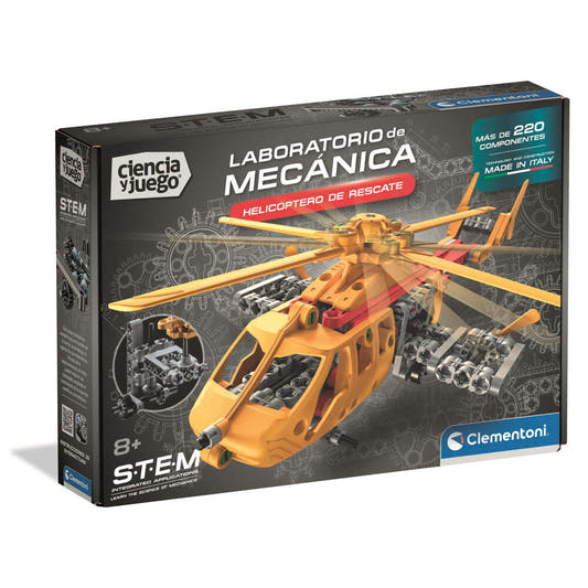 Juego Clementoni Laboratorio de Mecánica para construir un helicóptero de rescate