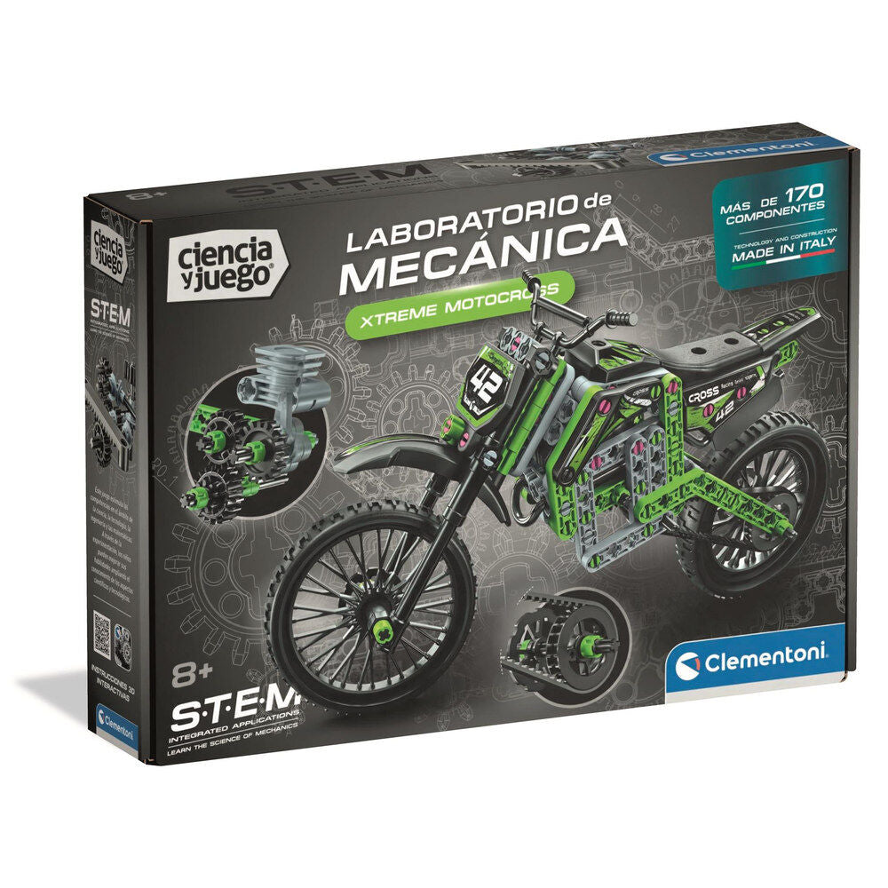 Caja del set Clementoni Laboratorio de Mecánica Moto de Cross S.T.E.M.