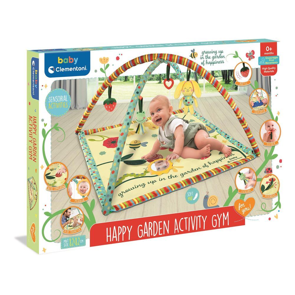 Gimnasio para bebé Clementoni Happy Garden con alfombra y juguetes colgantes - 2