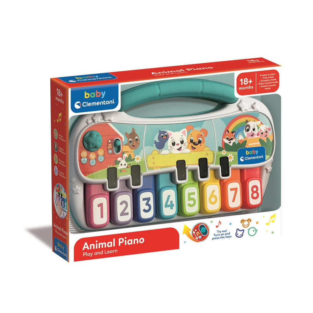 Piano infantil Clementoni Baby Animal con teclas de colores y dibujos de animales - 2