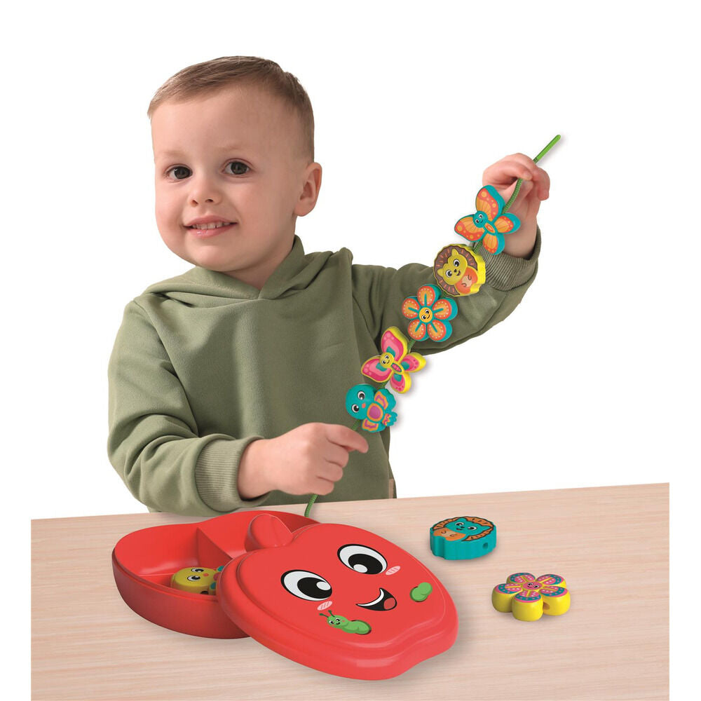 Juego Montessori Clementoni con cuentas de colores y estuche en forma de manzana - 3