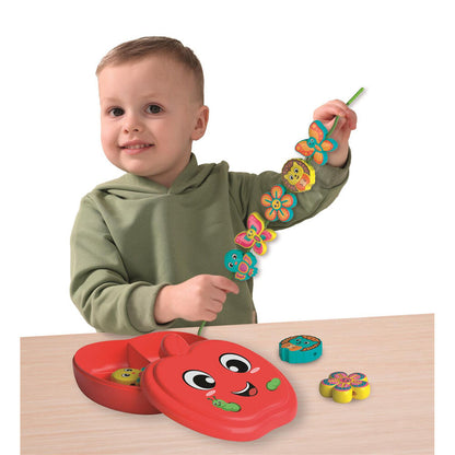 Juego Montessori Clementoni con cuentas de colores y estuche en forma de manzana - 3