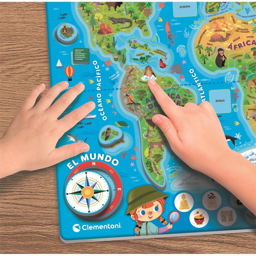 Rompecabezas magnético Clementoni El Mundo con mapa ilustrado y tarjetas - 4