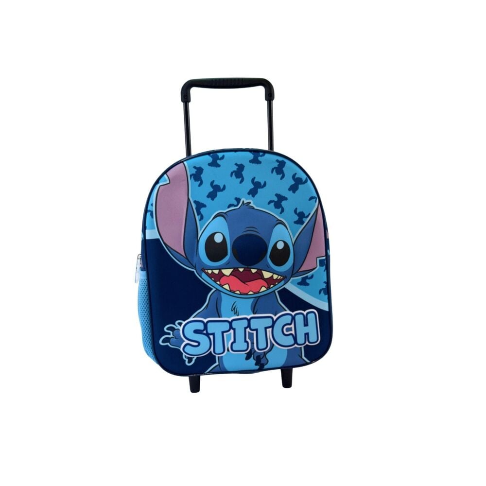 Trolley escolar Disney Stitch azul con asa telescópica y ruedas