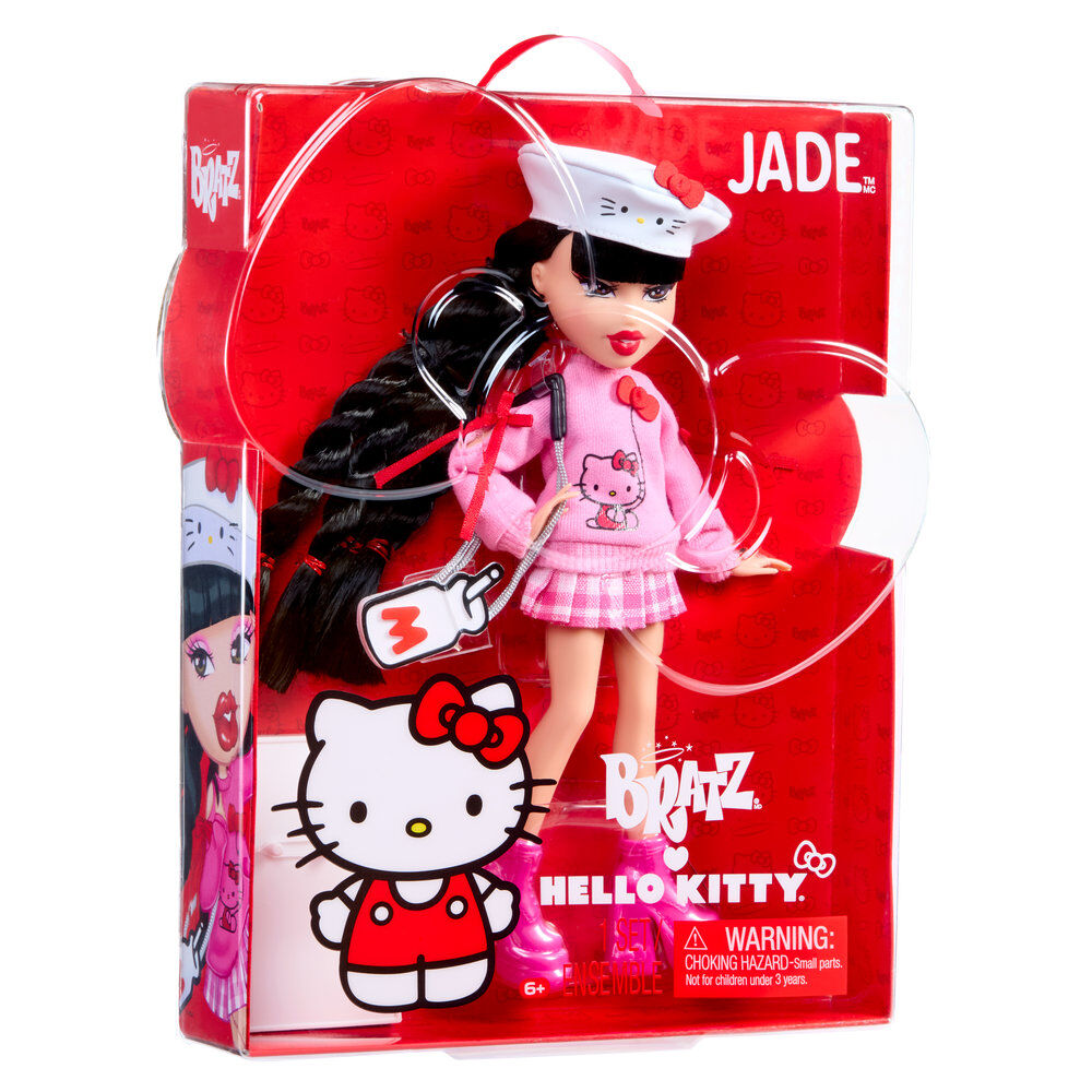 Muñeca Jade Bratz Hello Kitty con conjunto rosa en su caja